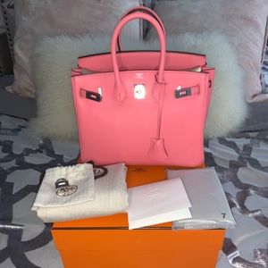 25cm Hermes Birkin 2020 Swift leather in Rose Azalee